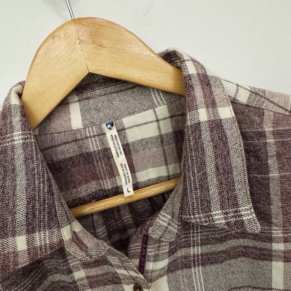 Women’s Kuhl Plaid Flannel Button Down Long Sleeve Shirt L - Picture 3 of 6